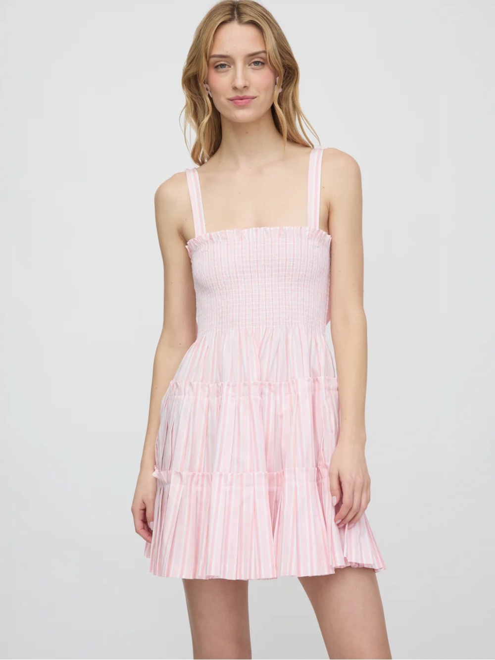 Hill House Home The Charlotte Nap Dress In Pink Variegated Stripe Pink White L